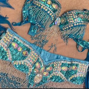 Blue Beaded Costume Set